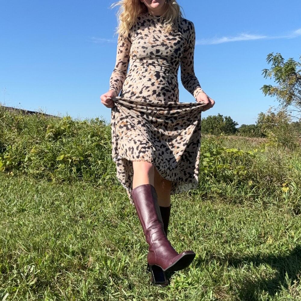 RESA Lyon Maxi Dress Balthazar Leopard Print Mesh Size XS Indie Sleaze